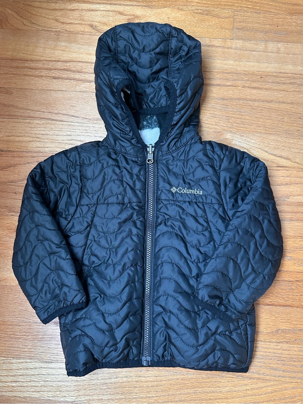 Columbia Toddler Reversible Black & White Checker Fleece Jacket Coat 18-24 mo